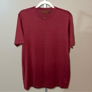 Tasso Elba Men’s Red Small Striped Short Sleeve Shirt, Size L